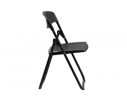 BLNK HERCULES Series Plastic Heavy Duty Folding Chair with Built-in Ganging Brackets - Black