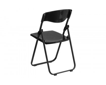 BLNK HERCULES Series Plastic Heavy Duty Folding Chair with Built-in Ganging Brackets - Black