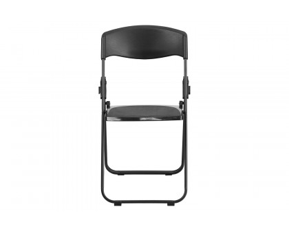 BLNK HERCULES Series Plastic Heavy Duty Folding Chair with Built-in Ganging Brackets - Black