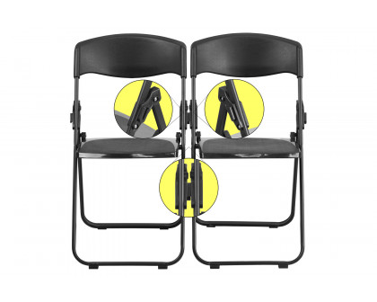 BLNK HERCULES Series Plastic Heavy Duty Folding Chair with Built-in Ganging Brackets - Black