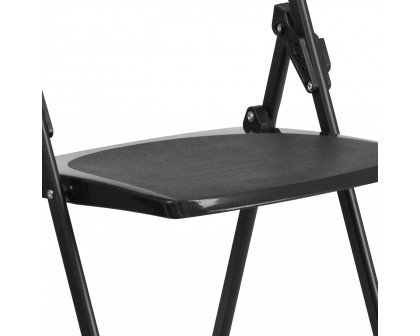 BLNK HERCULES Series Plastic Heavy Duty Folding Chair with Built-in Ganging Brackets - Black