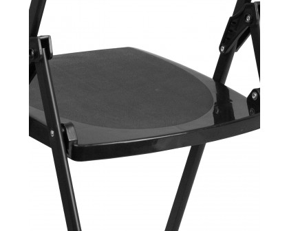 BLNK HERCULES Series Plastic Heavy Duty Folding Chair with Built-in Ganging Brackets - Black