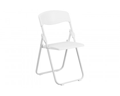 BLNK™ HERCULES Series Plastic Heavy Duty Folding Chair with Built-in Ganging Brackets - White