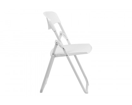 BLNK™ HERCULES Series Plastic Heavy Duty Folding Chair with Built-in Ganging Brackets - White