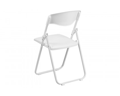 BLNK™ HERCULES Series Plastic Heavy Duty Folding Chair with Built-in Ganging Brackets - White