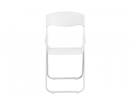 BLNK™ HERCULES Series Plastic Heavy Duty Folding Chair with Built-in Ganging Brackets - White