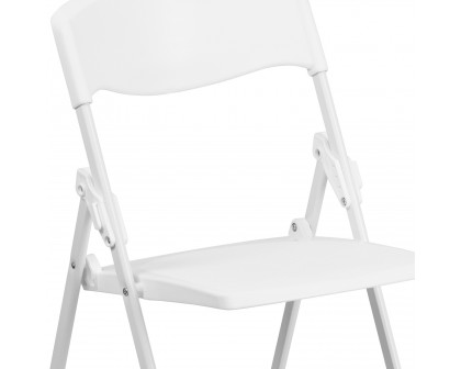 BLNK™ HERCULES Series Plastic Heavy Duty Folding Chair with Built-in Ganging Brackets - White