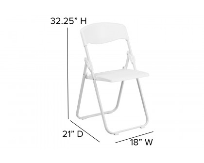 BLNK™ HERCULES Series Plastic Heavy Duty Folding Chair with Built-in Ganging Brackets - White