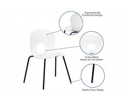 BLNK HERCULES Series Plastic Stack Chair with Black Frame - Designer White