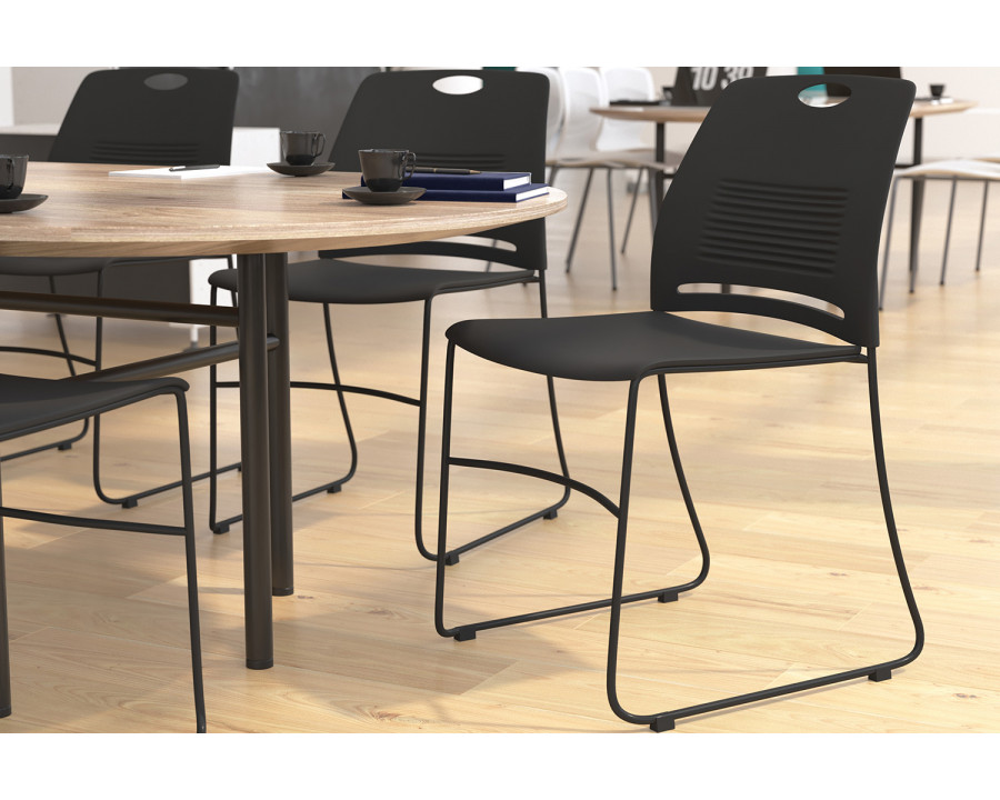 BLNK - HERCULES Series Commercial Plastic Stack Chair with Powder Coated Sled Base Frame and Integrated Carrying Handle