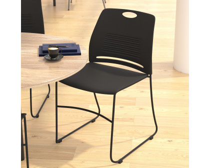 BLNK - HERCULES Series Commercial Plastic Stack Chair with Powder Coated Sled Base Frame and Integrated Carrying Handle