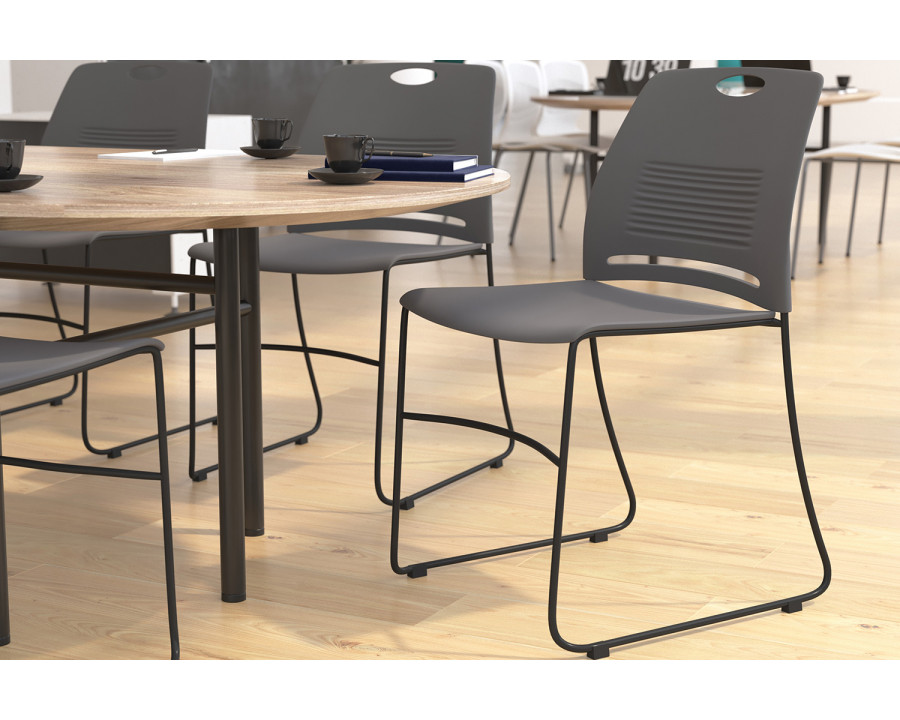 BLNK HERCULES Series Commercial Plastic Stack Chair with Black Powder Coated Sled Base Frame and Integrated Carrying Handle