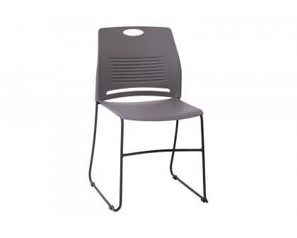 BLNK HERCULES Series Commercial Plastic Stack Chair with Black Powder Coated Sled Base Frame and Integrated Carrying Handle - Gray