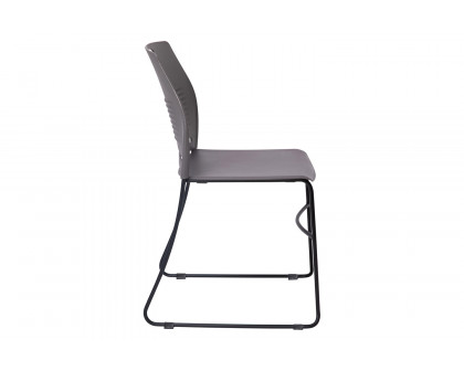 BLNK HERCULES Series Commercial Plastic Stack Chair with Black Powder Coated Sled Base Frame and Integrated Carrying Handle - Gray