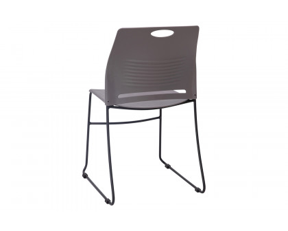 BLNK HERCULES Series Commercial Plastic Stack Chair with Black Powder Coated Sled Base Frame and Integrated Carrying Handle - Gray