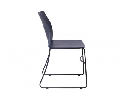 BLNK HERCULES Series Commercial Plastic Stack Chair with Black Powder Coated Sled Base Frame and Integrated Carrying Handle - Navy