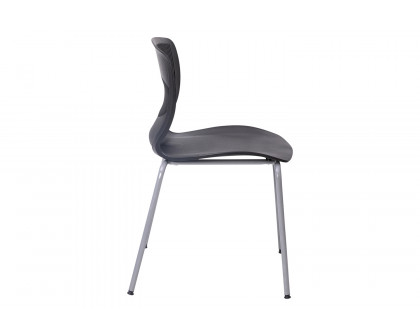 BLNK HERCULES Series Commercial Ergonomic Stack Chair with Lumbar Support and Silver Steel Frame - Black