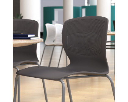 BLNK HERCULES Series Commercial Ergonomic Stack Chair with Lumbar Support and Silver Steel Frame - Gray