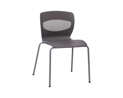 BLNK HERCULES Series Commercial Ergonomic Stack Chair with Lumbar Support and Silver Steel Frame - Gray