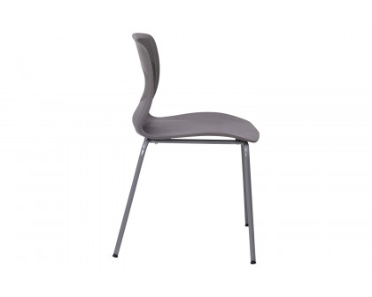 BLNK HERCULES Series Commercial Ergonomic Stack Chair with Lumbar Support and Silver Steel Frame - Gray