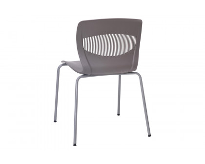 BLNK HERCULES Series Commercial Ergonomic Stack Chair with Lumbar Support and Silver Steel Frame - Gray