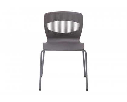 BLNK HERCULES Series Commercial Ergonomic Stack Chair with Lumbar Support and Silver Steel Frame - Gray