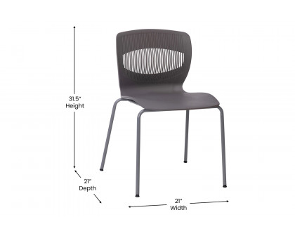 BLNK HERCULES Series Commercial Ergonomic Stack Chair with Lumbar Support and Silver Steel Frame - Gray