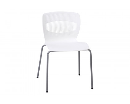 BLNK HERCULES Series Commercial Ergonomic Stack Chair with Lumbar Support and Silver Steel Frame - White