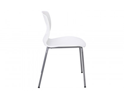 BLNK HERCULES Series Commercial Ergonomic Stack Chair with Lumbar Support and Silver Steel Frame - White