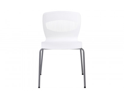 BLNK HERCULES Series Commercial Ergonomic Stack Chair with Lumbar Support and Silver Steel Frame - White