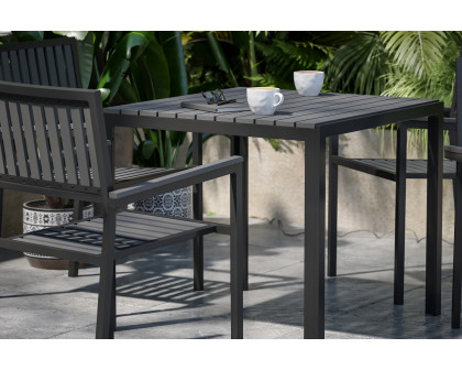 BLNK - Harris Commercial Indoor/Outdoor Table and Chairs with Black Poly Resin Slatted Backs and Seats 5 Piece