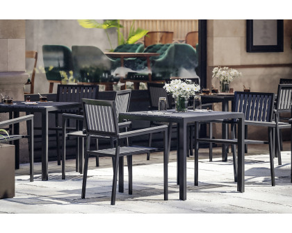 BLNK - Harris Commercial Indoor/Outdoor Table and Chairs with Black Poly Resin Slatted Backs and Seats 5 Piece