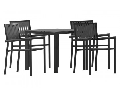 BLNK - Harris Commercial Indoor/Outdoor Table and Chairs with Black Poly Resin Slatted Backs and Seats 5 Piece