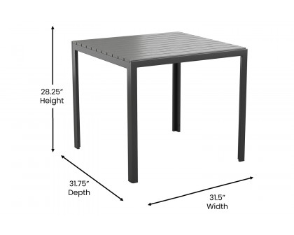 BLNK - Harris Commercial Indoor/Outdoor Table and Chairs with Black Poly Resin Slatted Backs and Seats 5 Piece