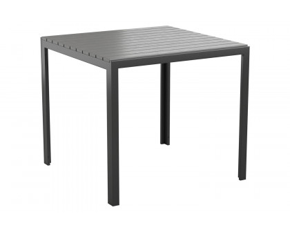 BLNK - Harris Commercial Square Black Steel Indoor/Outdoor Patio Dining Table for 4 with Black Poly Resin Slatted Top