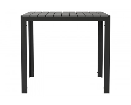 BLNK - Harris Commercial Square Black Steel Indoor/Outdoor Patio Dining Table for 4 with Black Poly Resin Slatted Top