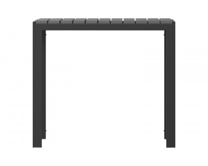 BLNK - Harris Commercial Square Black Steel Indoor/Outdoor Patio Dining Table for 4 with Black Poly Resin Slatted Top