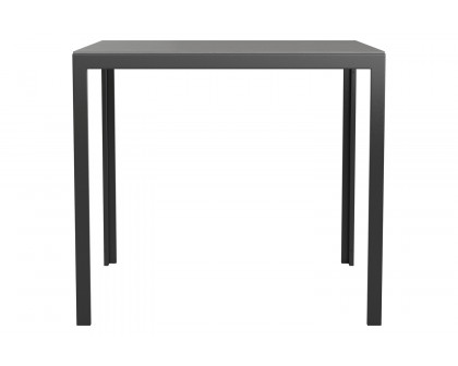 BLNK - Harris Commercial Square Black Steel Indoor/Outdoor Patio Dining Table for 4 with Black Poly Resin Slatted Top