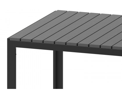 BLNK - Harris Commercial Square Black Steel Indoor/Outdoor Patio Dining Table for 4 with Black Poly Resin Slatted Top