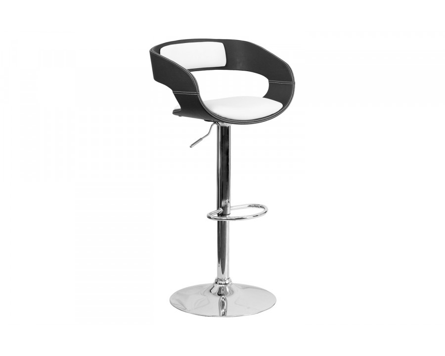 BLNK - Mayfair Bentwood Two Tone Black and White Vinyl Adjustable Height Bar Stool