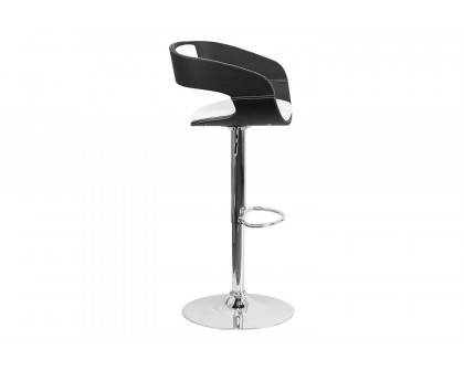 BLNK - Mayfair Bentwood Two Tone Black and White Vinyl Adjustable Height Bar Stool