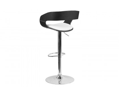 BLNK - Mayfair Bentwood Two Tone Black and White Vinyl Adjustable Height Bar Stool