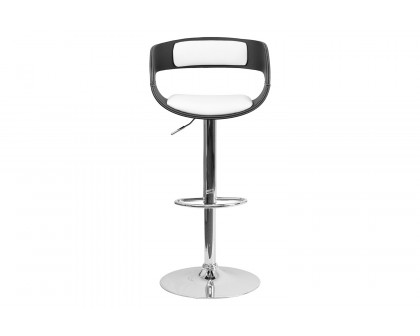 BLNK - Mayfair Bentwood Two Tone Black and White Vinyl Adjustable Height Bar Stool