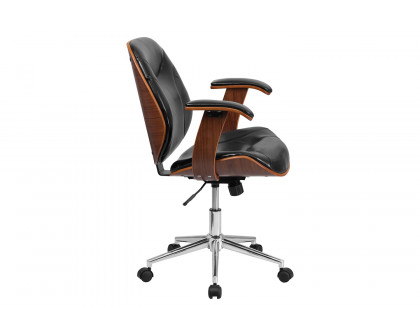 BLNK - Tansia LeatherSoft Mid-Back Executive Ergonomic Wood Swivel Office Chair with Arms