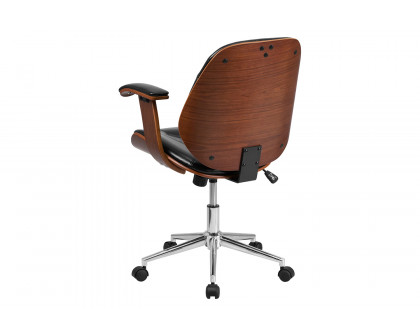 BLNK - Tansia LeatherSoft Mid-Back Executive Ergonomic Wood Swivel Office Chair with Arms