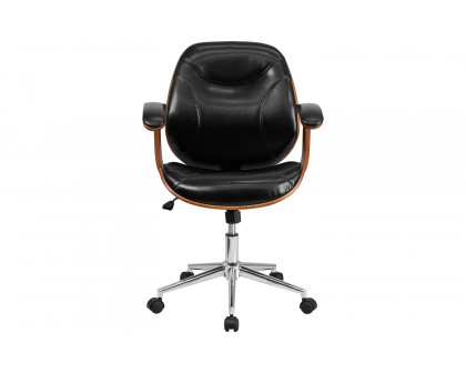 BLNK - Tansia LeatherSoft Mid-Back Executive Ergonomic Wood Swivel Office Chair with Arms