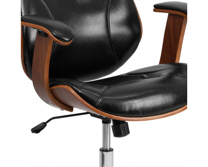 BLNK - Tansia LeatherSoft Mid-Back Executive Ergonomic Wood Swivel Office Chair with Arms