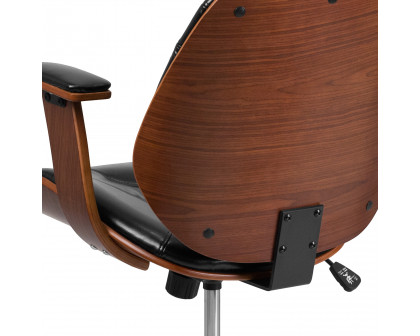 BLNK - Tansia LeatherSoft Mid-Back Executive Ergonomic Wood Swivel Office Chair with Arms