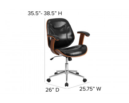 BLNK - Tansia LeatherSoft Mid-Back Executive Ergonomic Wood Swivel Office Chair with Arms