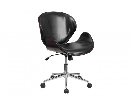 BLNK Tana LeatherSoft Mid-Back Mahogany Wood Conference Office Chair